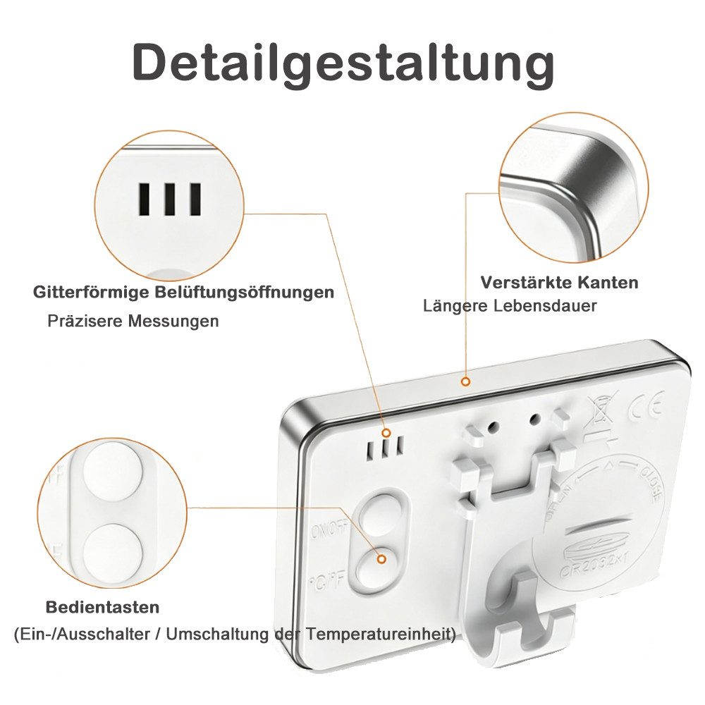 AFKSMILE Kühlschrankthermometer 2 Kühlschrankthermometer leicht lesbares digitales-Display Thermometer, Magnet- und Hakenaufhänge für Gefrierfach, Lagerung, Kühlschrank