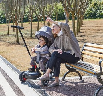 besrey Dreirad-Kinderwagen 7-in-1 Kinder Dreirad 360° drehbar Sitz und verstellbarer Rücklehne, All-Terrain-Räder aus Gummi, Freilauffunktion