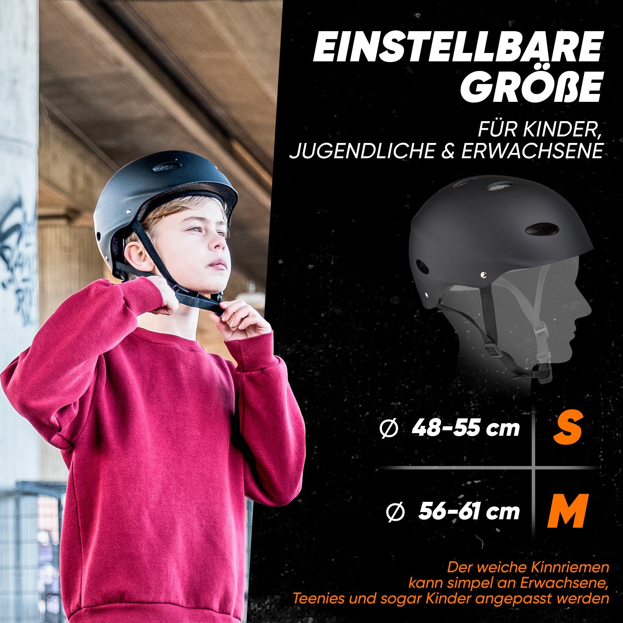 Apollo Kinderhelm Skatehelm für Kinder und Erwachsene - Verstellbarer Skaterhelm, Kinderfahrradhelm für Jungen und Mädchen mit Drehrad-Anpassung