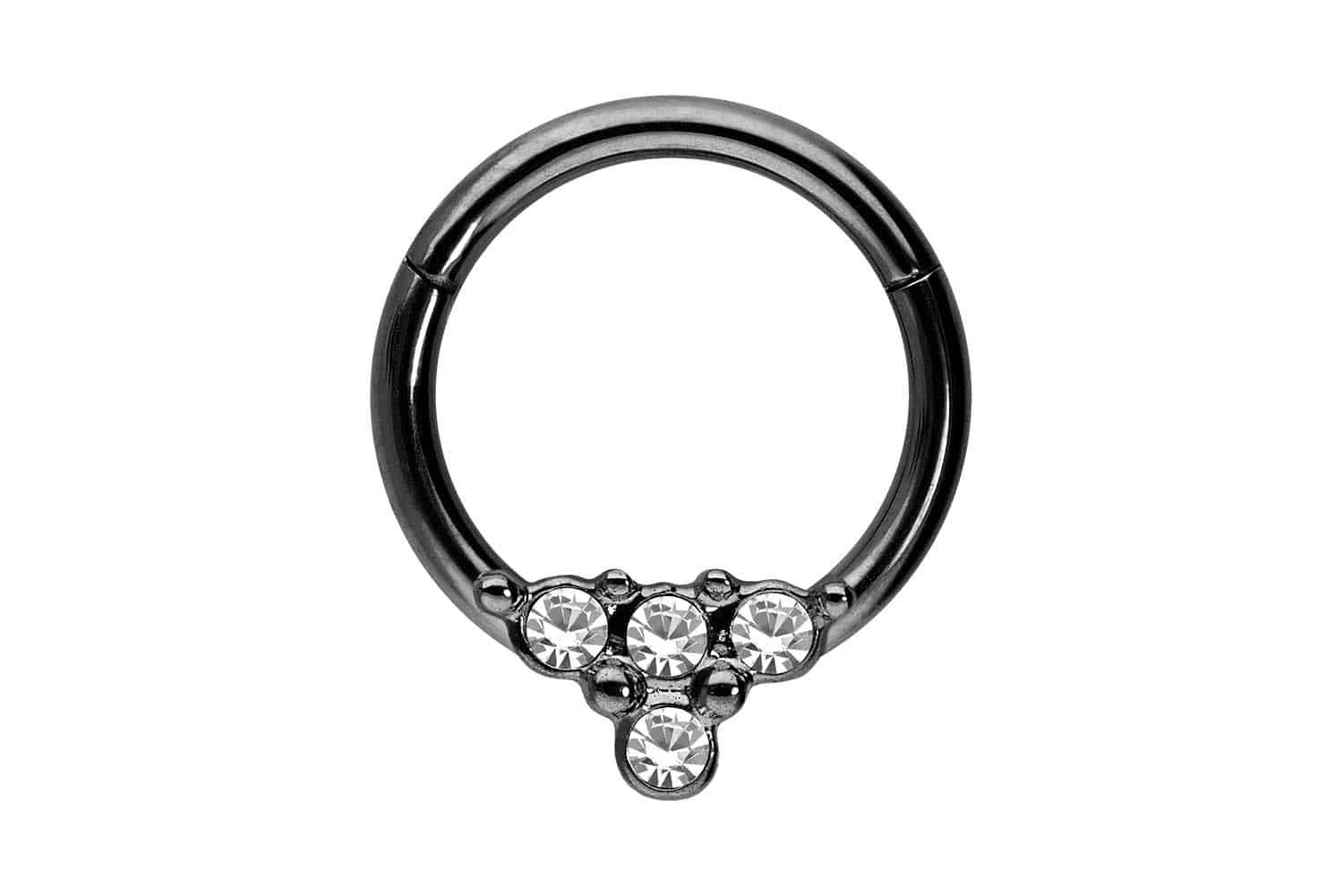 Piercing-Set Chirurgenstahl Segmentring Clicker 4 KRISTALLE