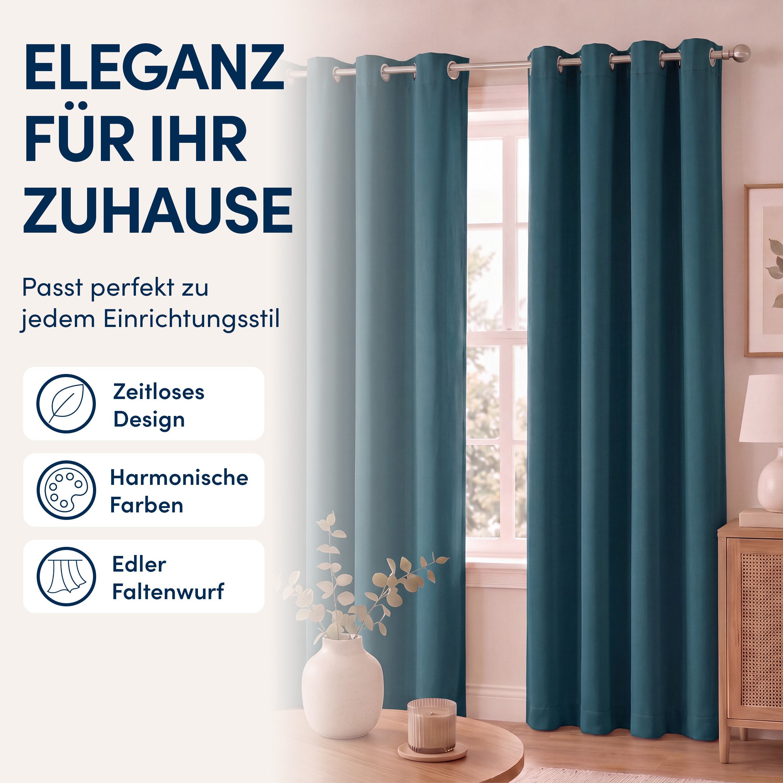 Stoffschmiede Gardine Blickdicht - Kräuselband & Ösen, Ösen – Bild 4 von 5