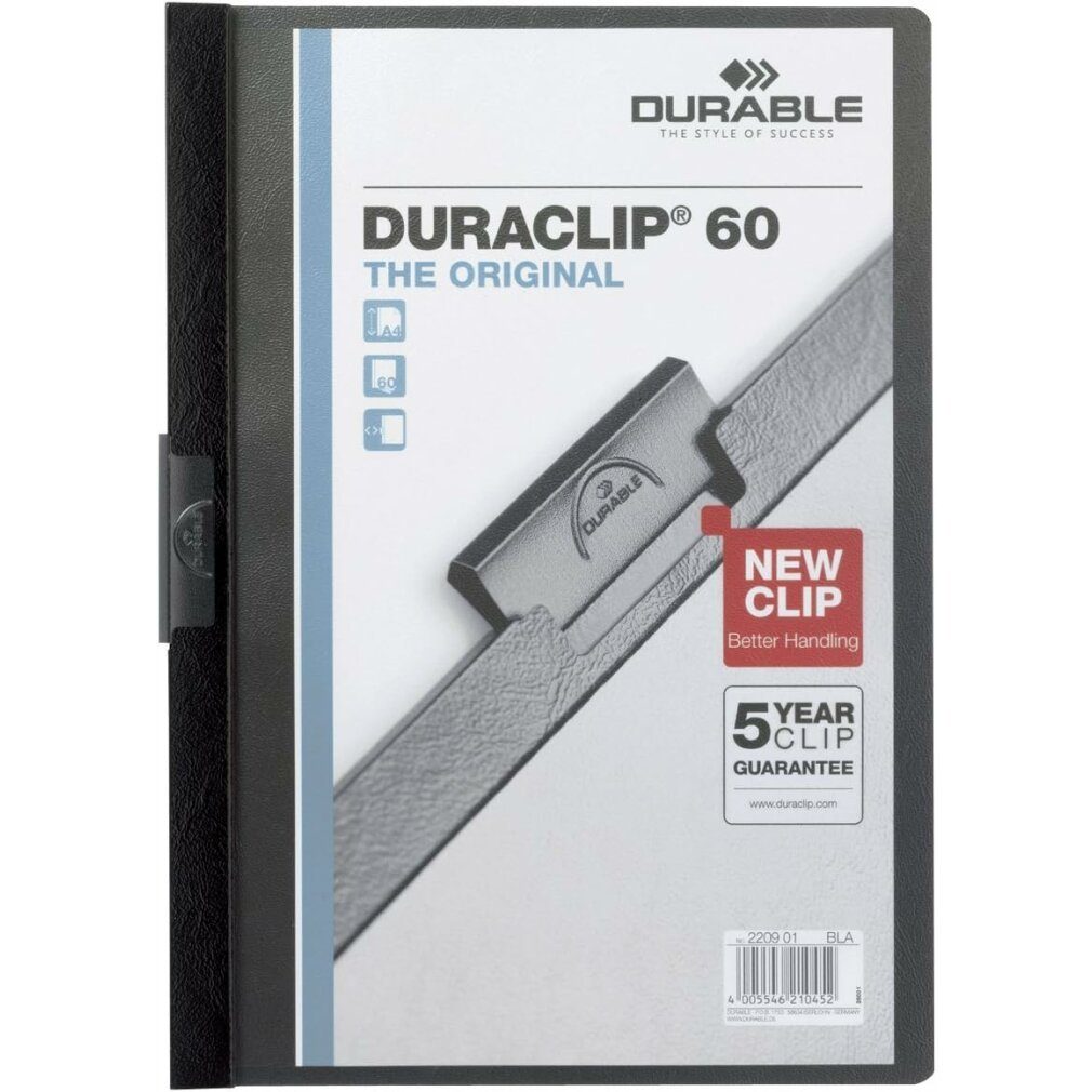 Fächermappe 25 Klemmhefter DURACLIP schwarz