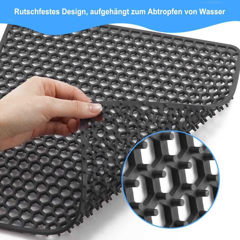 Coonoor Abtropfmatte Spülbecken Abtropfmatte, Silikon Geschirrmatte, Dicke Tischmatte, für das Abtropfen von Tellern, Tassen und Töpfen – Bild 5 von 5
