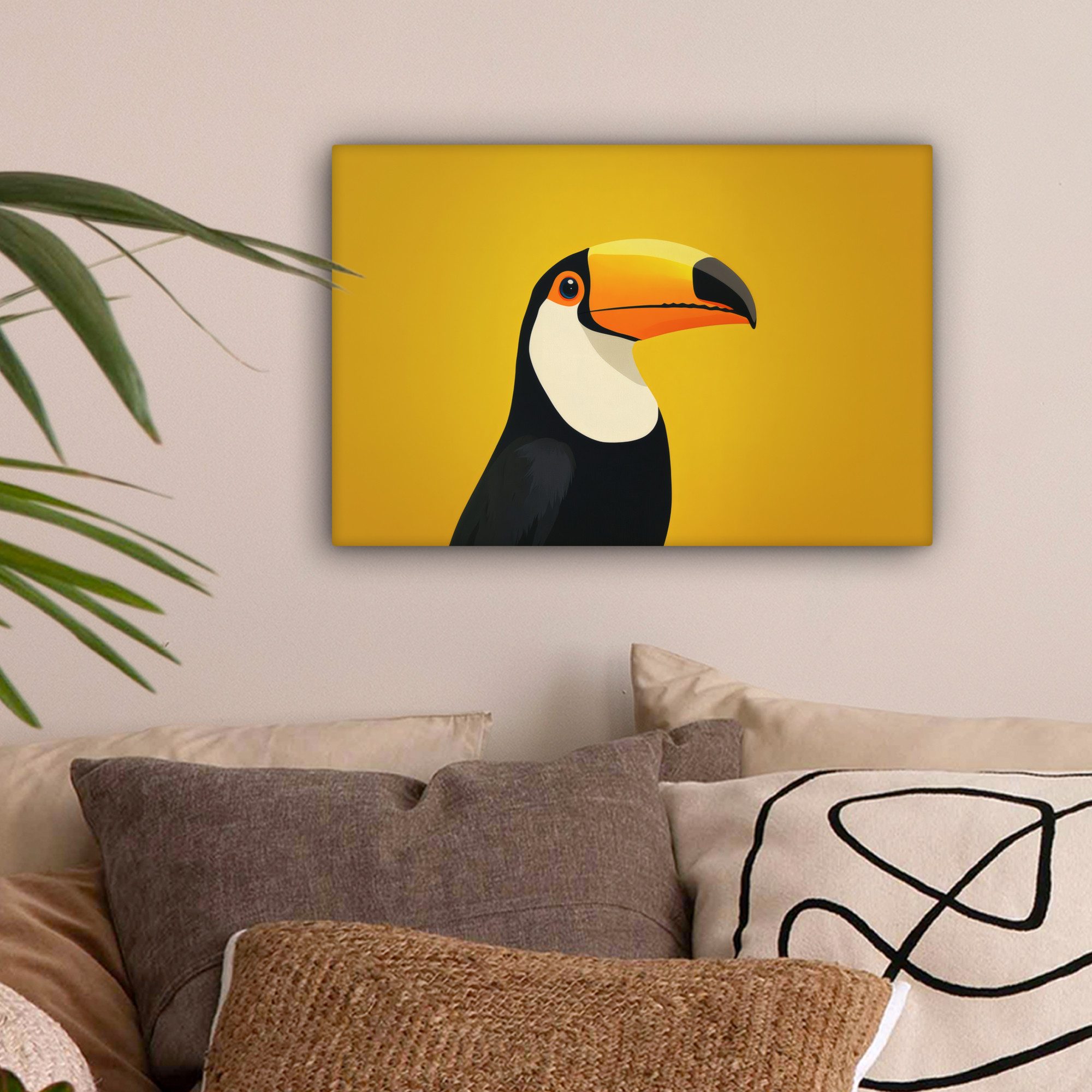 OneMillionCanvasses® Leinwandbild Tukan - Minimalistisch - Schnabel - Orang günstig online kaufen