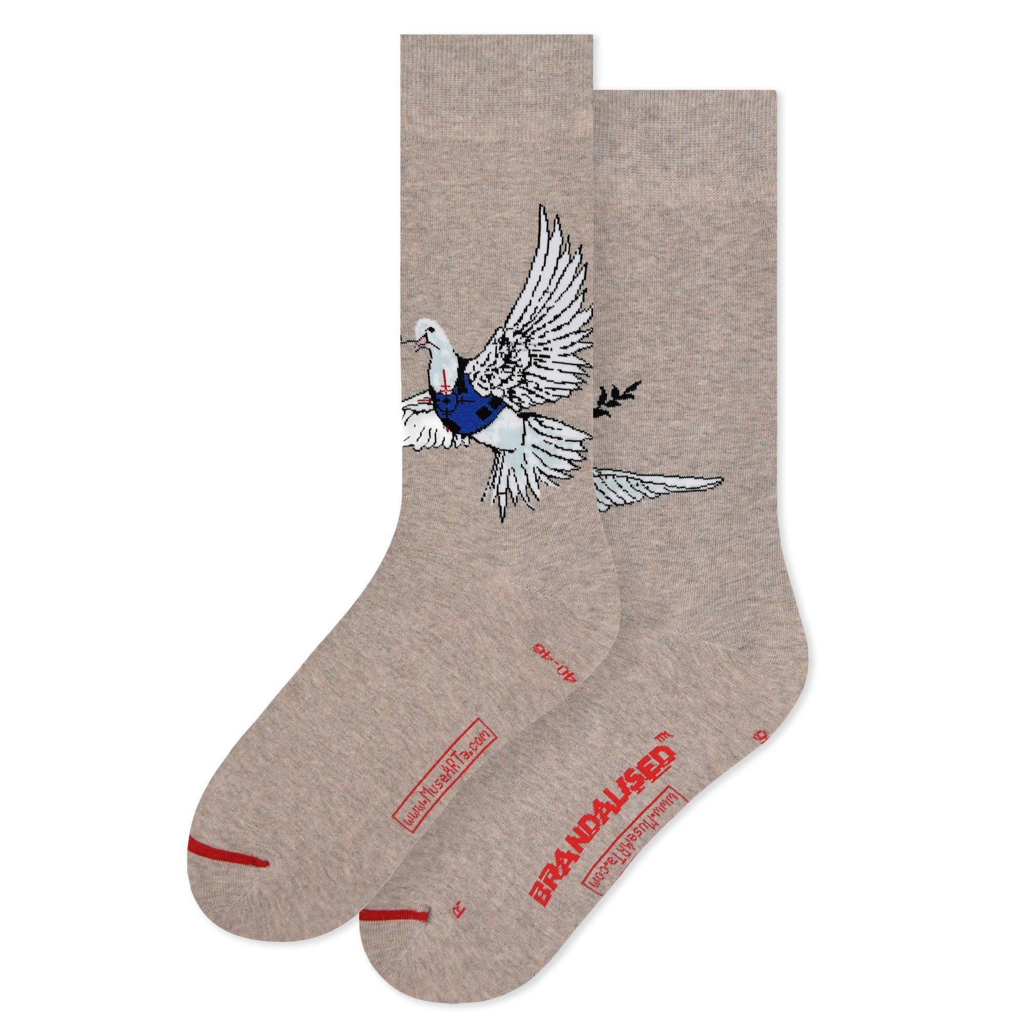 MuseARTa Langsocken Banksy Graffiti - Peace Dove (Packung, 1-Paar, 1 Paar) Kunstwerke Socken Strümpfe, Herren oder Damen Socken Kunst-Motiv