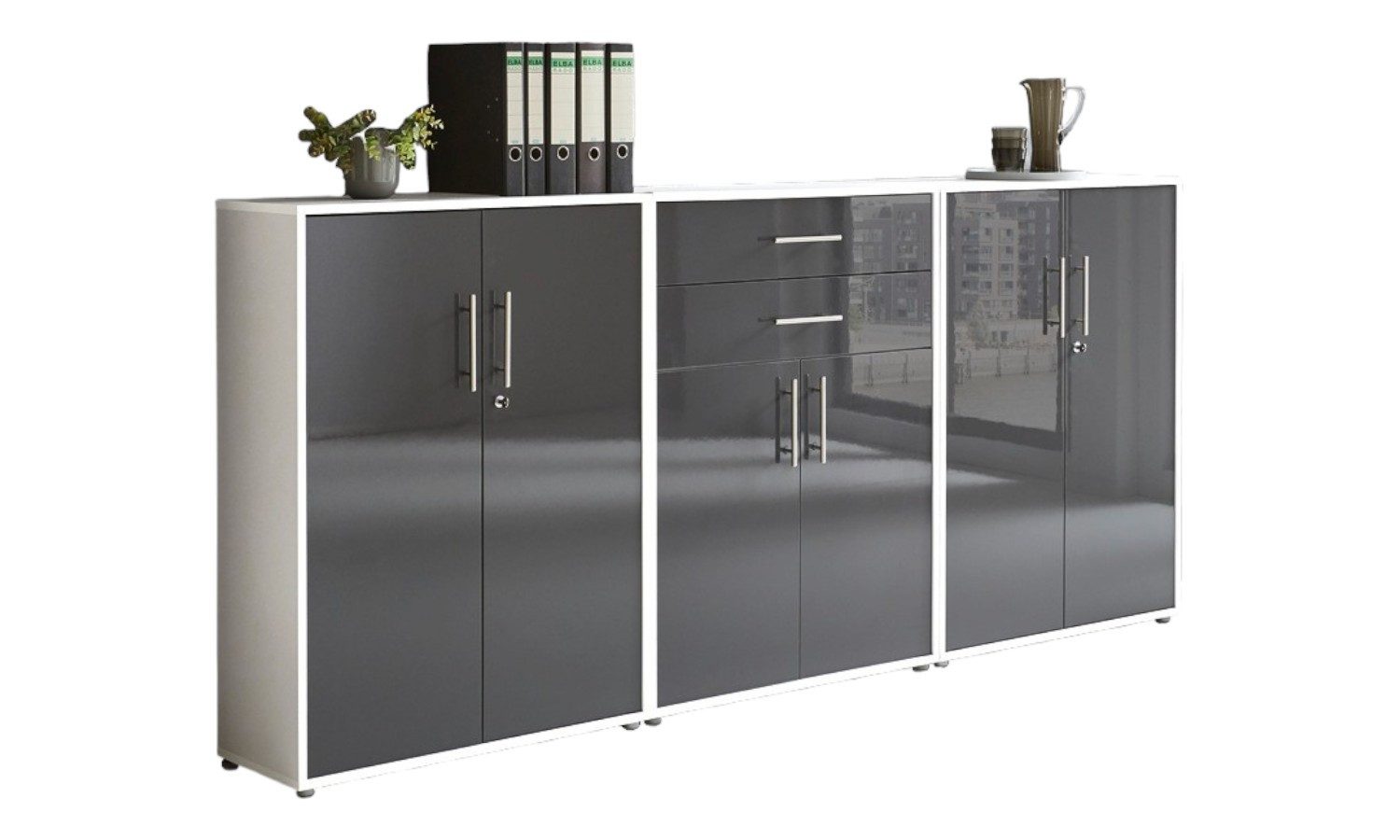 BMG Мебель Aktenschrank Tabor (Set 15, Büroschrank abschließbar mit Metallgriffen) Made in Germany