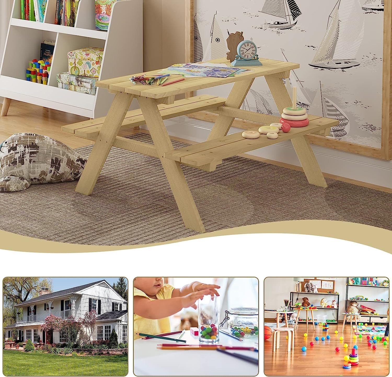 1-tlg., Kindersitzgarnitur 1 Kindersitzgruppe, mit 2 Sitzbänken), (Set, Tisch EUGAD