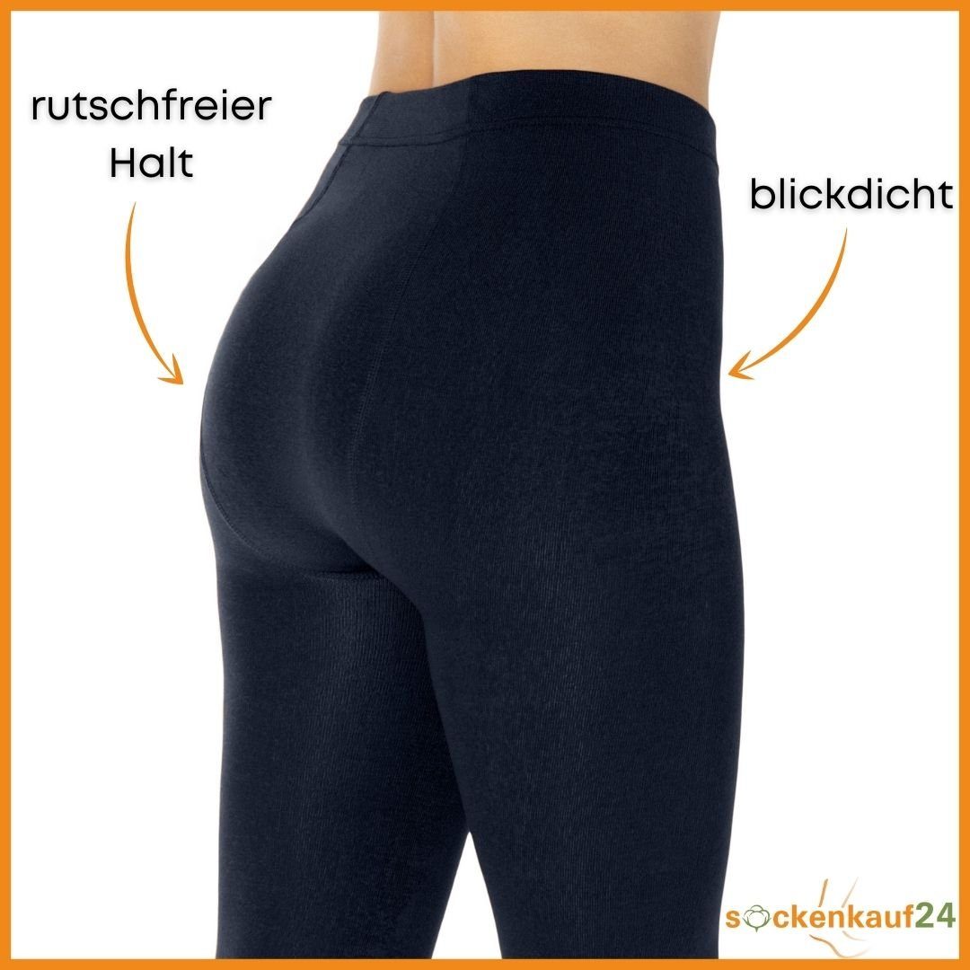 sockenkauf24 Thermoleggings Damen THERMO Leggings mit Innenfleece in vielen Farben (42-44, Navy) extra warm Winter Leggings, WP