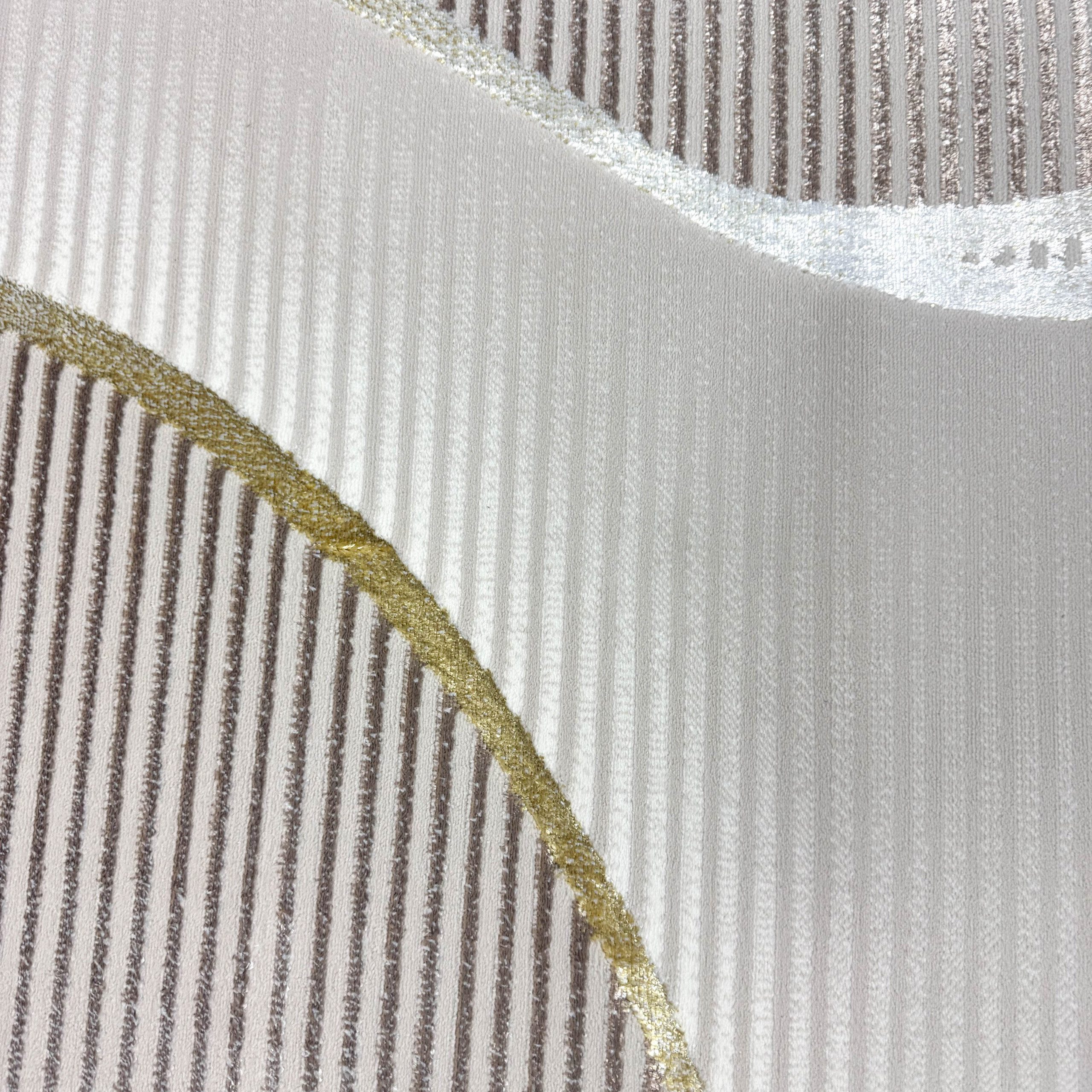 TeppichHome24 Teppich Kurzflorteppich Creme geschwungene Linien Glanzoptik günstig online kaufen