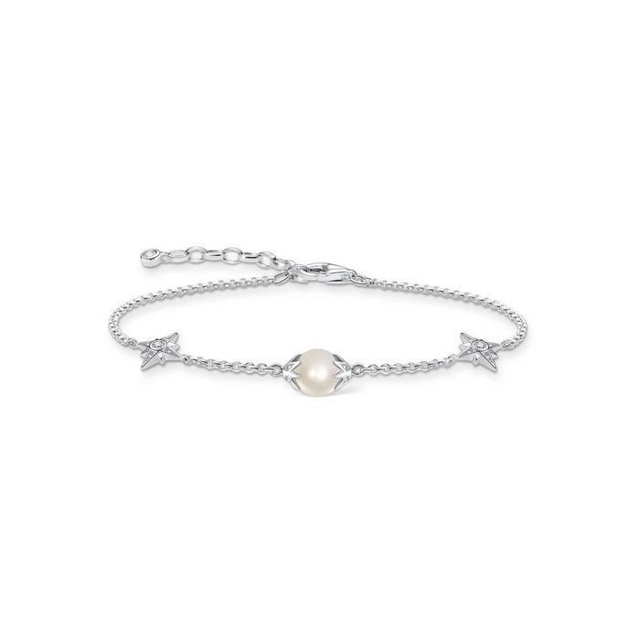 THOMAS SABO Silberarmband Perle mit Sternen Silber A1978-167-14-L19V mit Zirkonia und Süßwasserzuchtperle