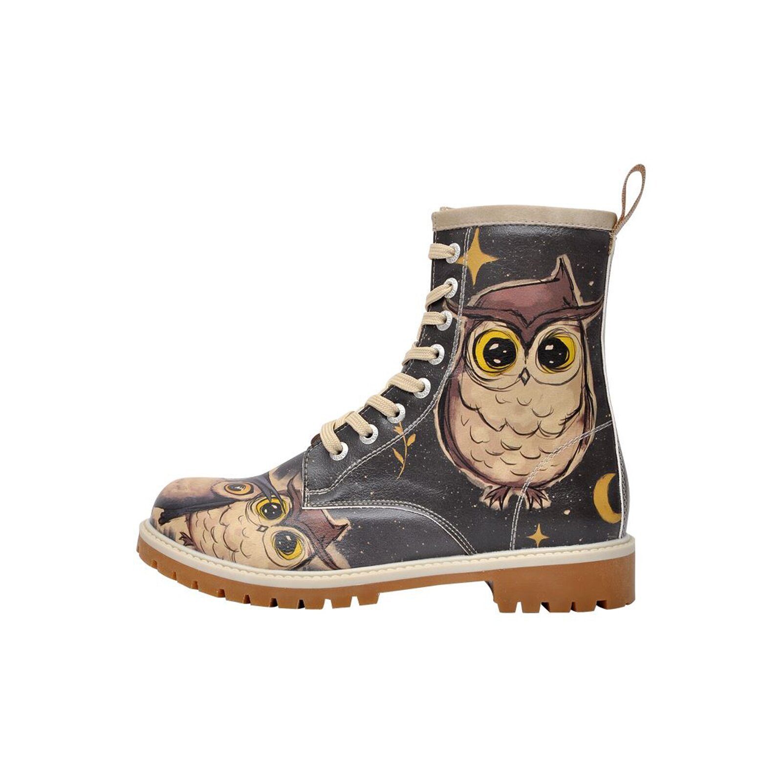 DOGO Long Boots Schnürstiefel Owls Family Damen Stiefeletten, Longe Schnürb günstig online kaufen