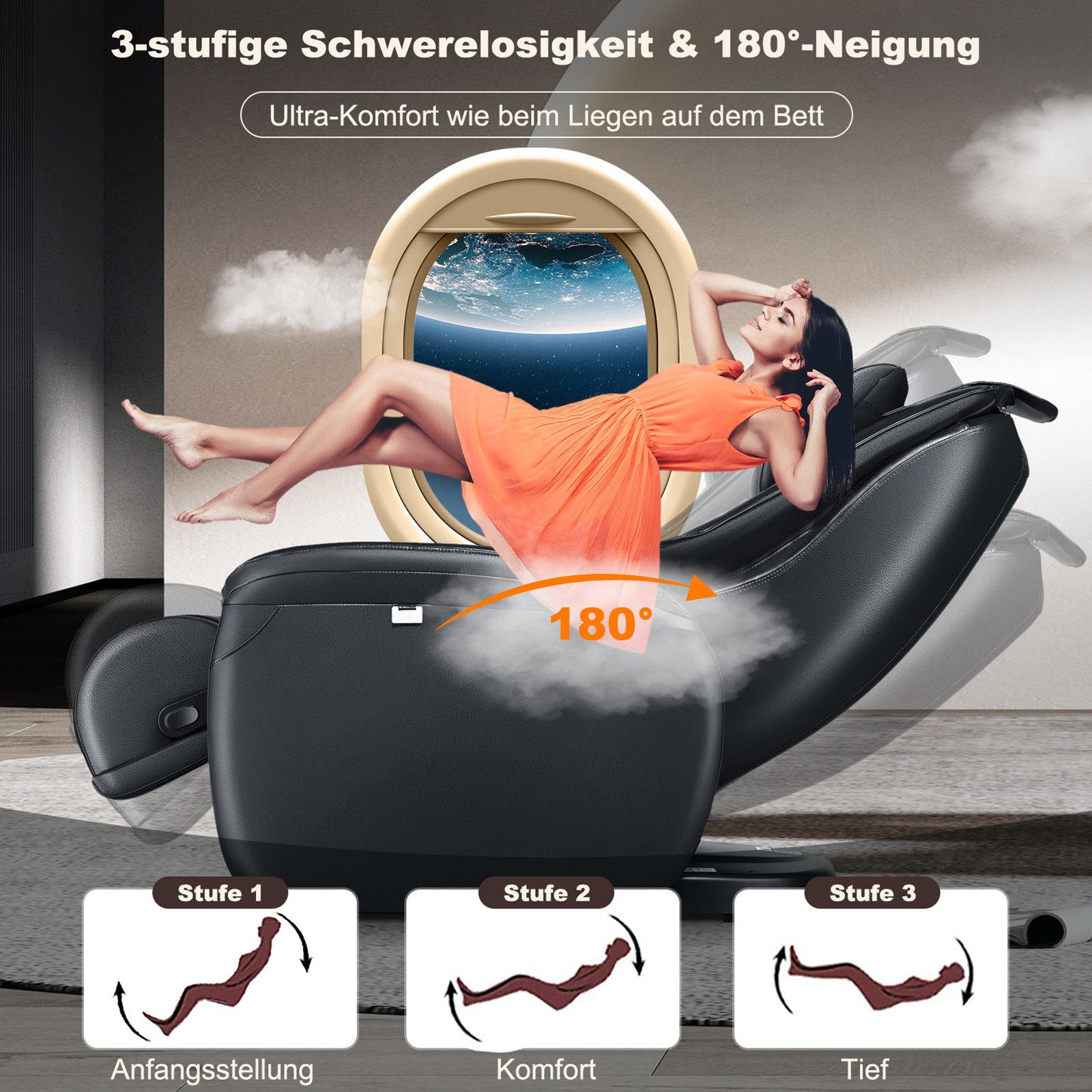 COSTWAY Massagesessel mit Wärme-&Liegefunktion, Ganzkörper, Zero Gravity günstig online kaufen