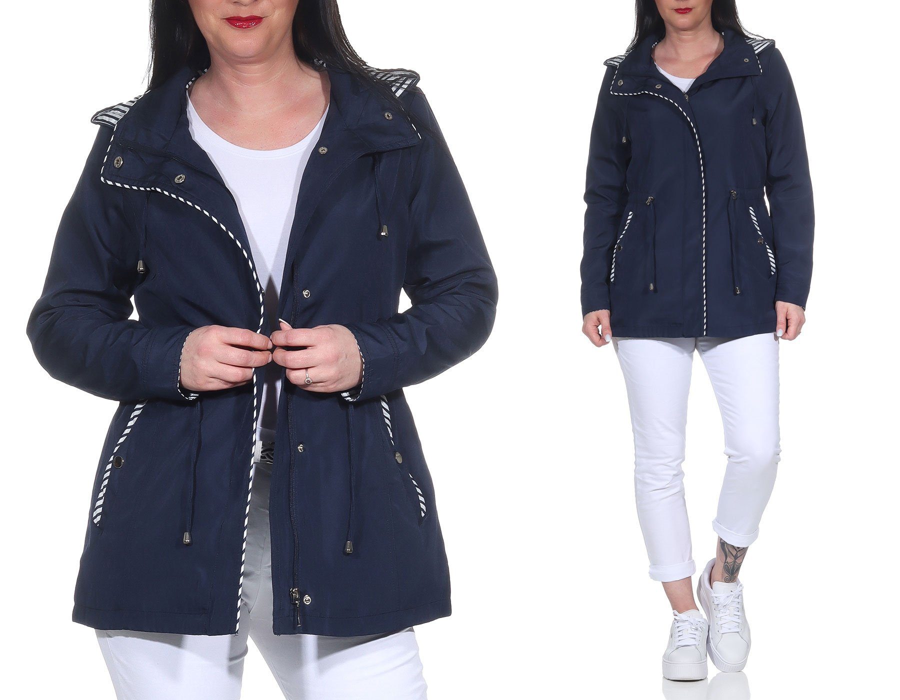 Aurela Damenmode Sommerjacke Windbreaker Damen Sommer Jacke Maritme Übergangsjacke
