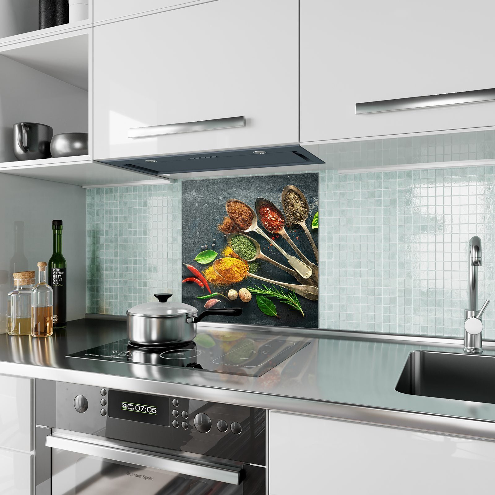 Primedeco Motiv Verschiedene Kräuter Küchenrückwand Küchenrückwand mit Spritzschutz Glas