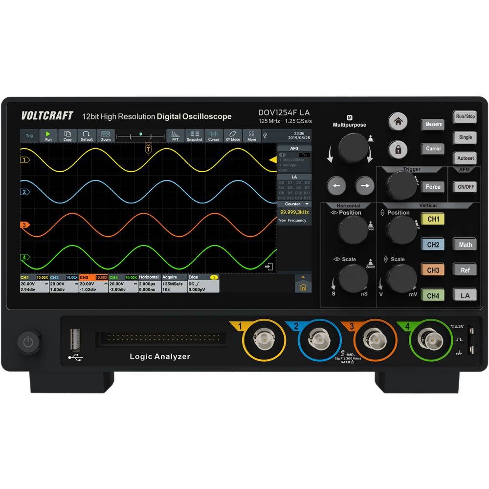 VOLTCRAFT Multimeter 125 MHz 4-Kanal 12 Bit VC-16753935, Digital-Speicher (DSO), Funktionsgenerator, Logic-Analyser