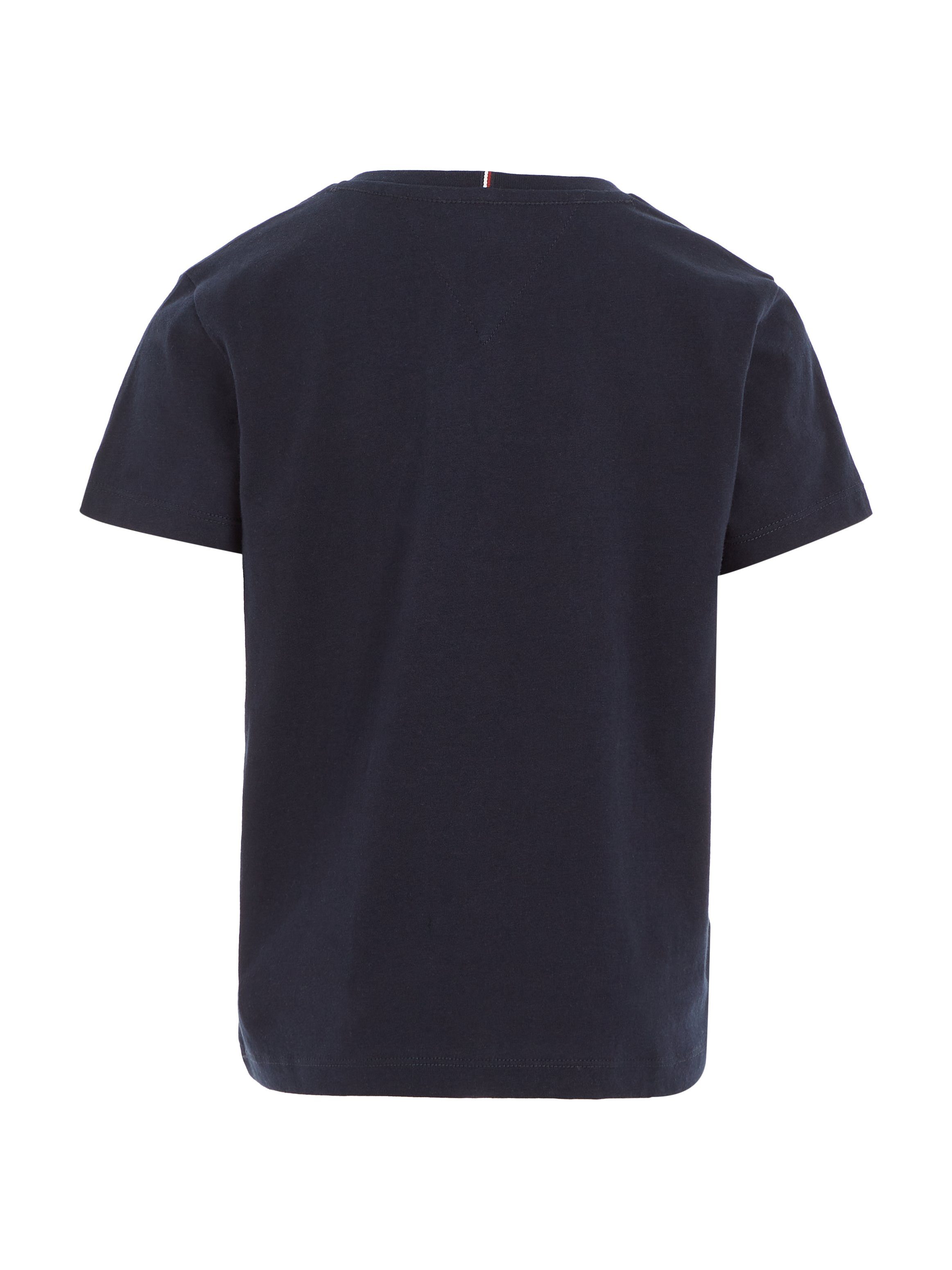 Tommy Hilfiger-Logoschriftzug MONOTYPE modischem TEE auf Brust T-Shirt der dunkelblau S/S Hilfiger mit