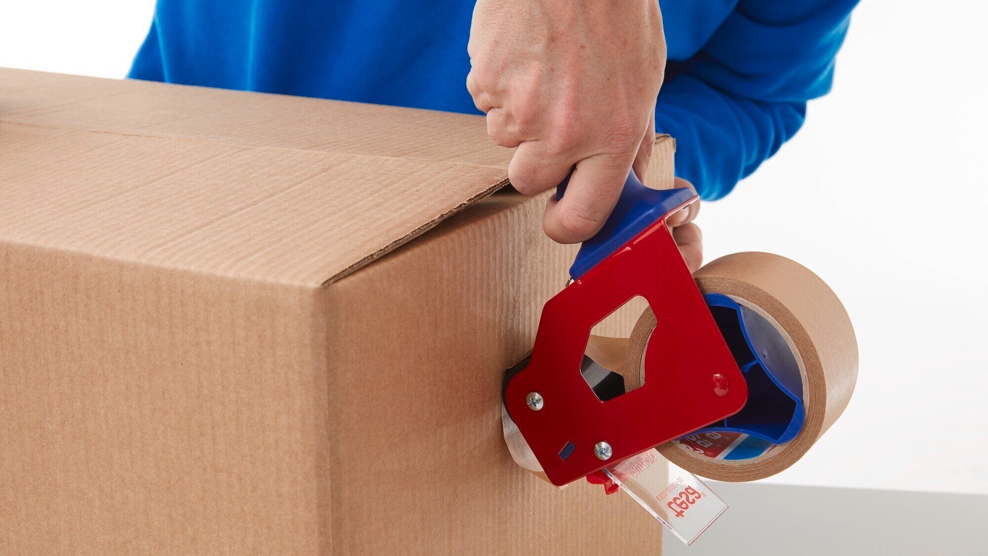 tesa Klebeband tesapack ECONOMY Handabroller sicheres / (Packung, leichtes Packbandabroller rot 1-St) blau für & - Verpacken
