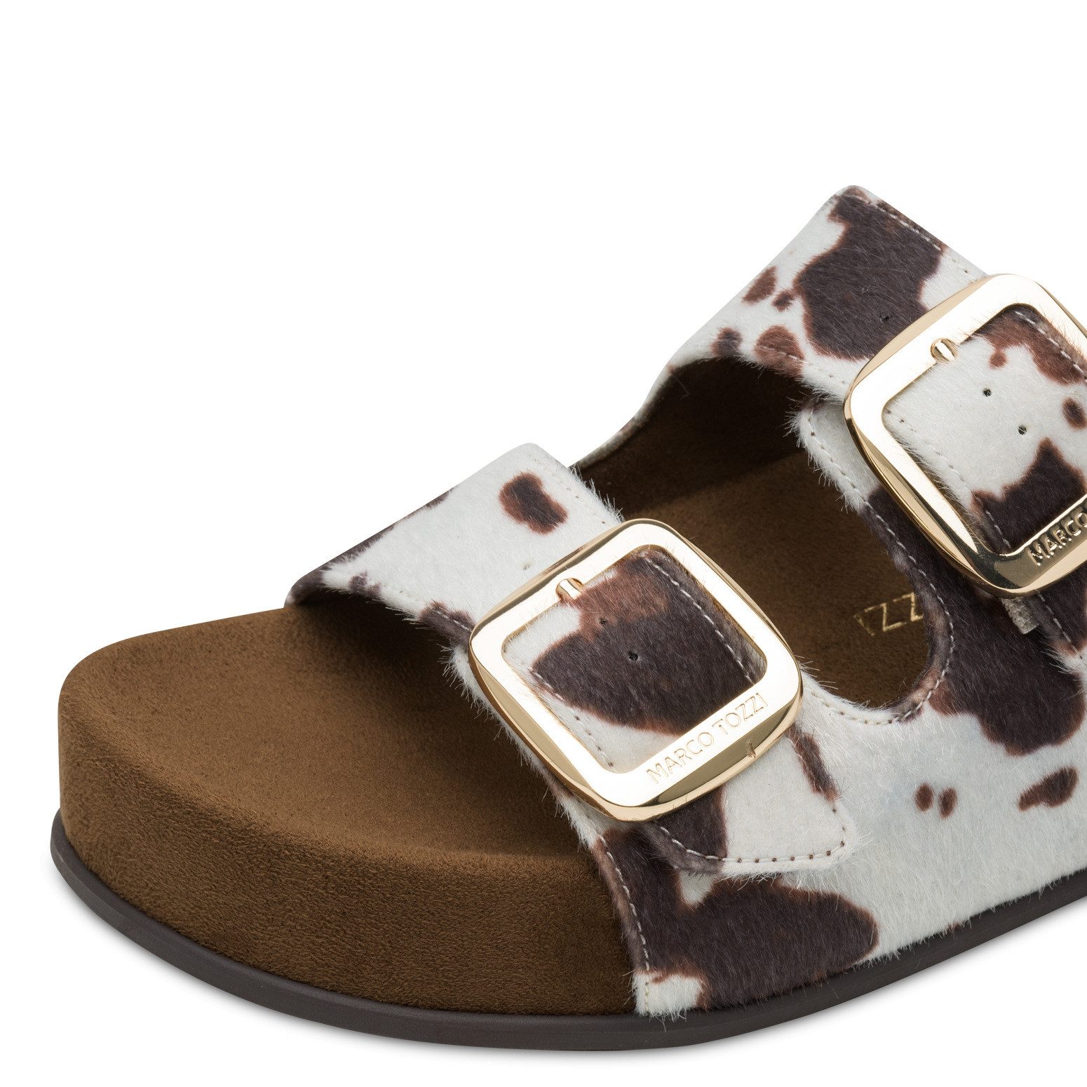 MARCO TOZZI Pantolette Sommerschuh, Trendschuh, Schlüpfschuh in angesagter Cow-Felloptik