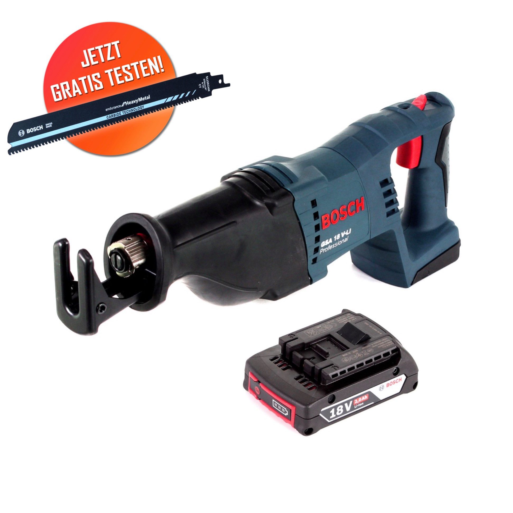 Bosch Professional Benzin-Kettensäge Gratis Bosch Carbide Säbelsägeblatt Bosch GSA 18V-LI Akku Säbelsäge