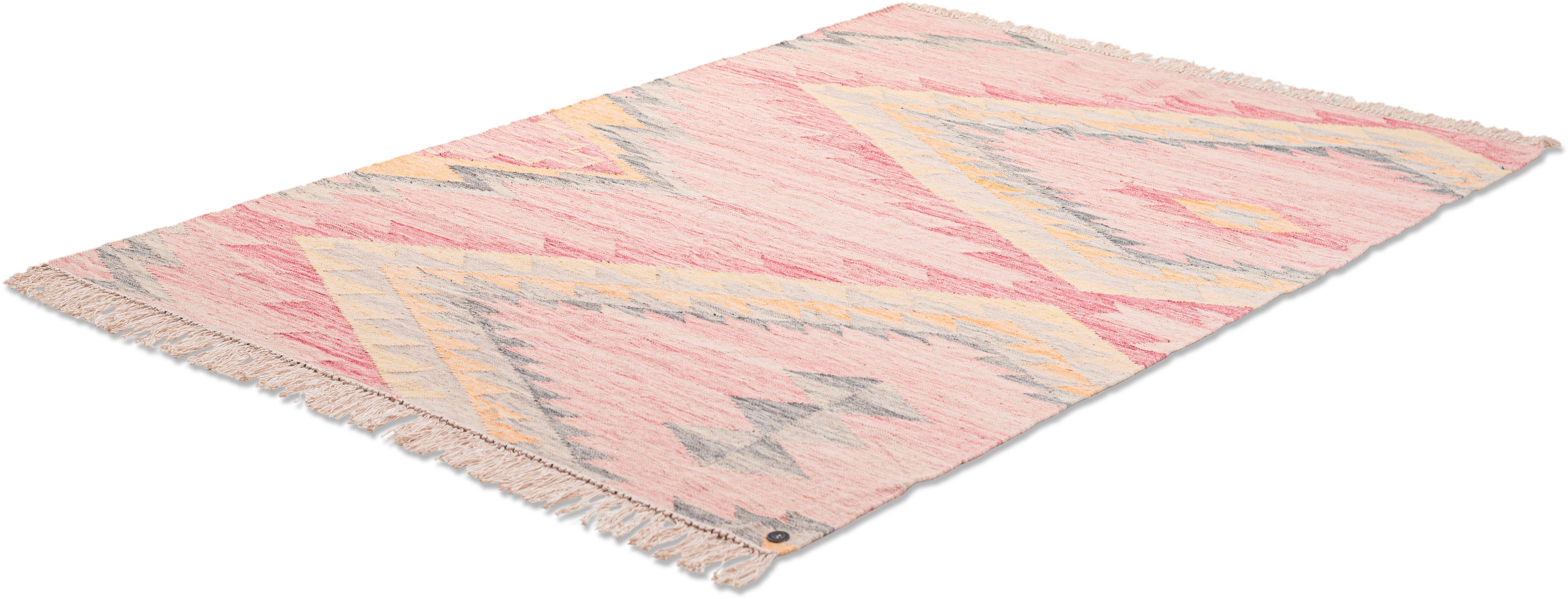 TOM TAILOR HOME Wollteppich Vintage ZigZag, rechteckig, Höhe: 5 mm, handgewebt, mit Fransen, Boho-Style