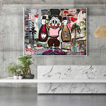 DOTCOMCANVAS® Leinwandbild Dagobert Miami, Leinwandbild Dagobert Duck Miami Pop Art streetart comic Dom Perignon