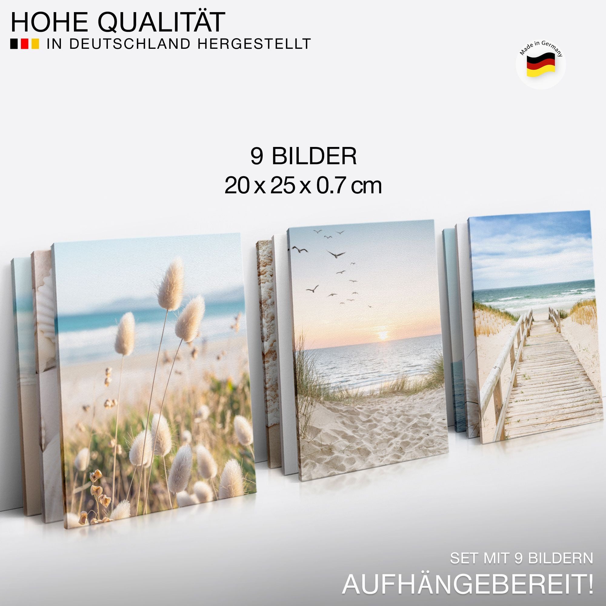 Novart Wandbild Natur Landschaft KOMPLETT AUFHÄNGFERTIG See Berge, Strand