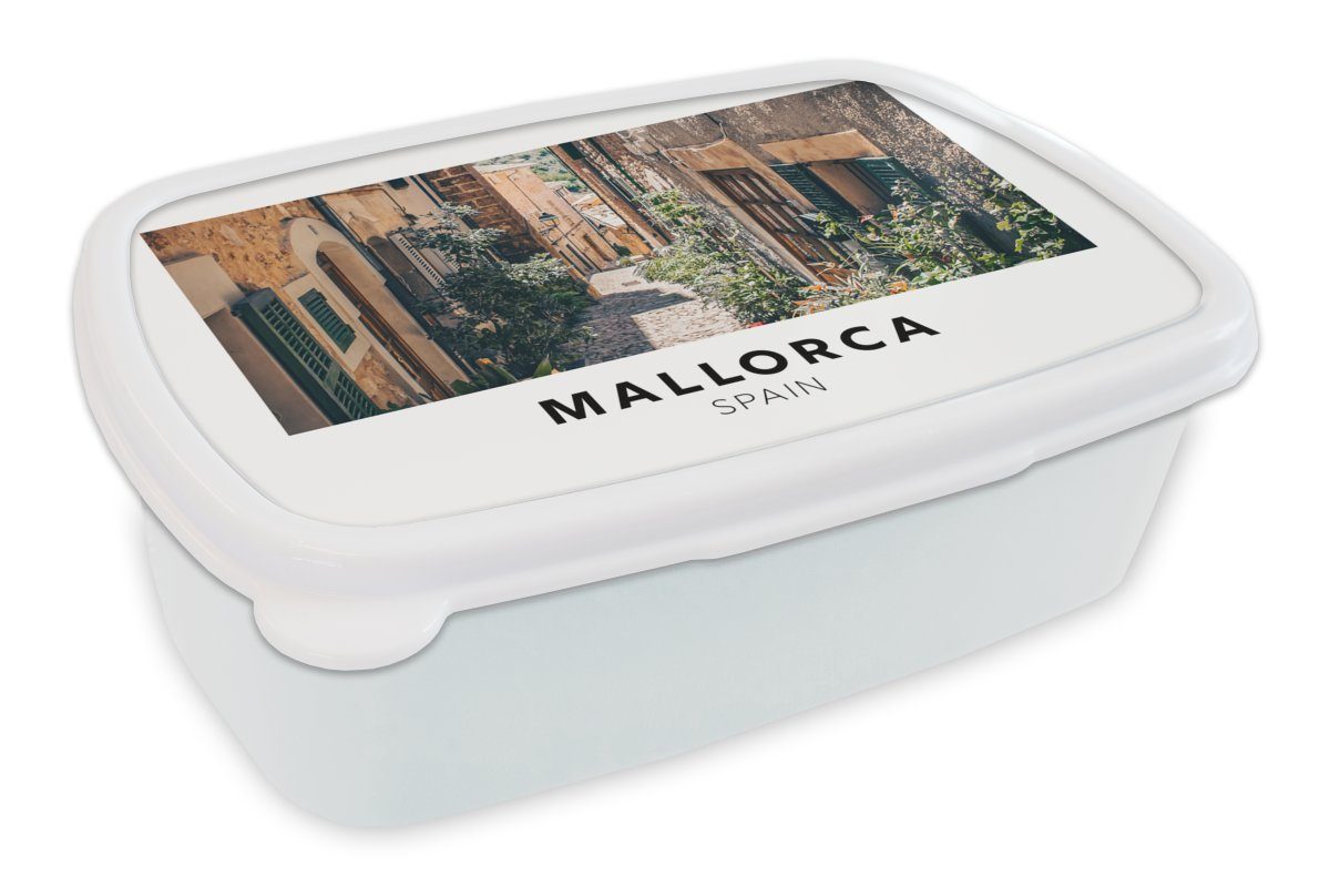Brotdose, - Erwachsene, Spanien Jungs Pflanzen, Kinder Brotbox Mallorca Kunststoff, und - (2-tlg), MuchoWow Lunchbox und Mädchen weiß für für