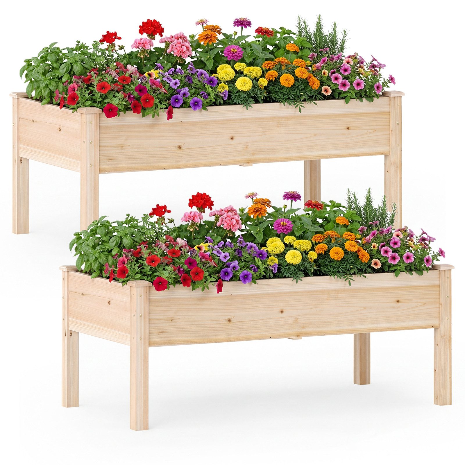 COSTWAY Blumenkasten (2 St), Hochbeet Pflanzbeet, für Garten, 122 x 62 x 48 cm