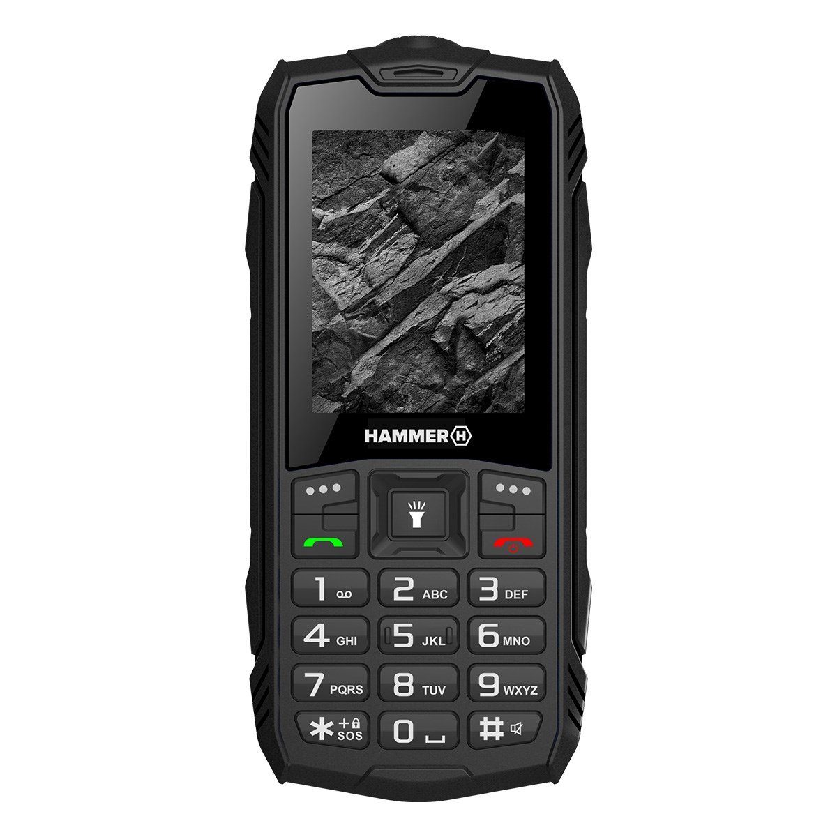 Hammer ROCK 2G, 2,4" Display, 1800 mAh, 32 MB Schwarz für Baustelle Handy