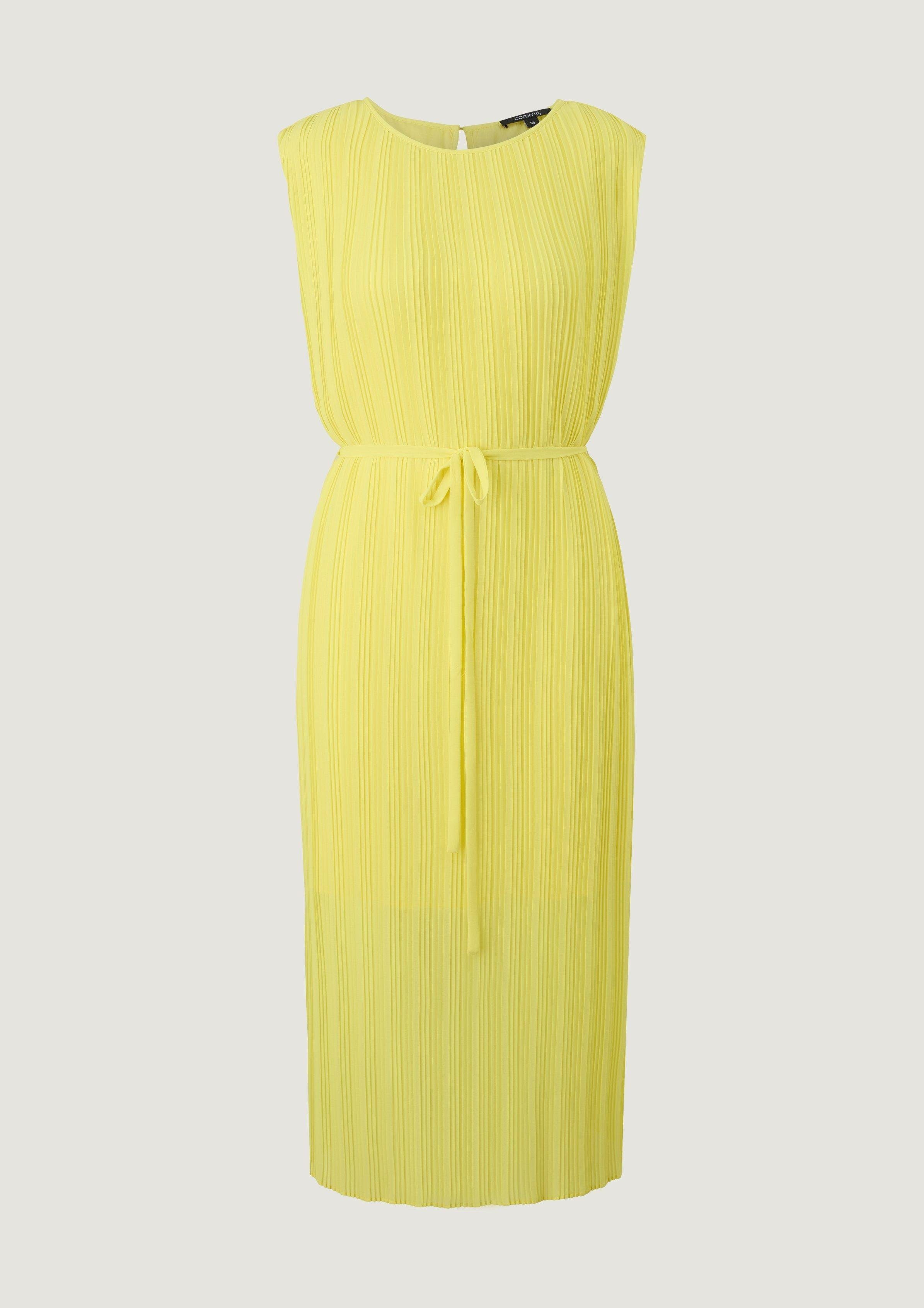 Comma Maxikleid Maxi-Kleid mit Plisseefalten zitrone