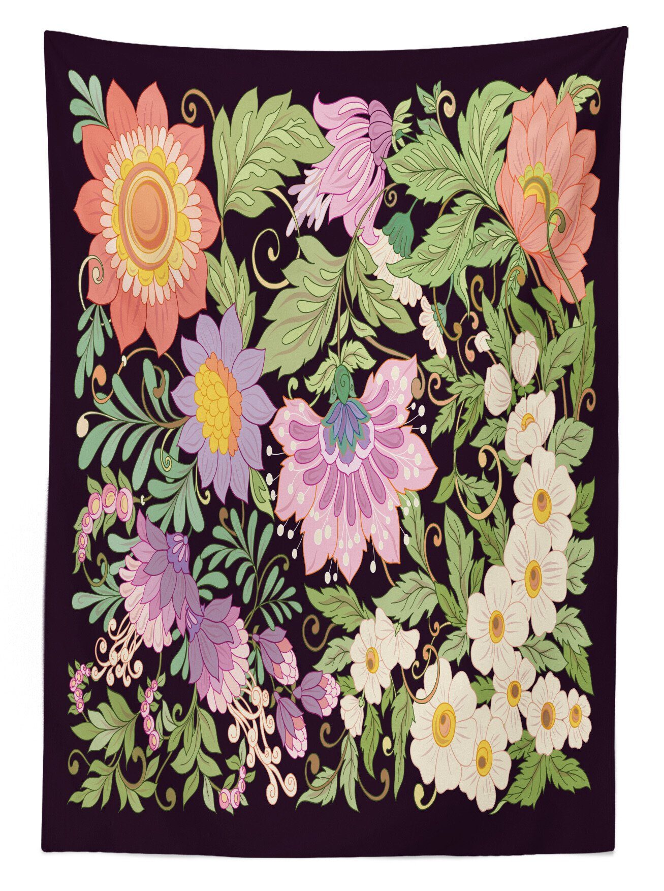 Jahrgang Farben, Bereich Klare Tischdecke Farbfest Blühende Blumen den Waschbar Für Abakuhaus Außen geeignet