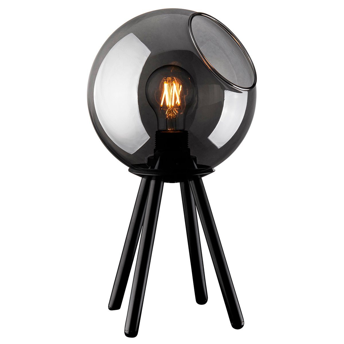 MeLiTec Tischleuchte Glas T178, LED wechselbar, Rauchglas günstig online kaufen