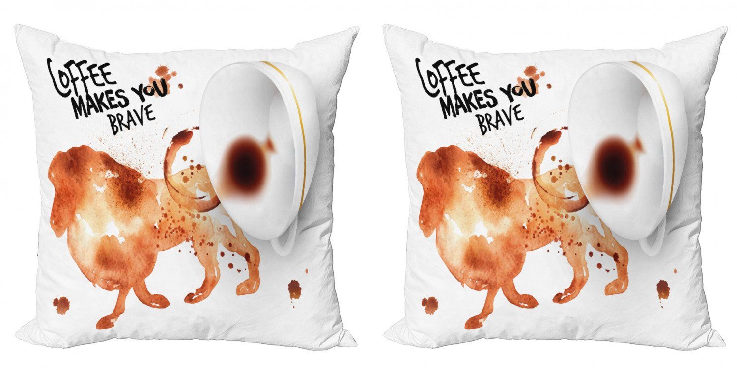 Kaffee-Kunst Stück), Modern Accent Löwe Doppelseitiger (2 Abakuhaus Brave Kissenbezüge Wilder Be Digitaldruck,