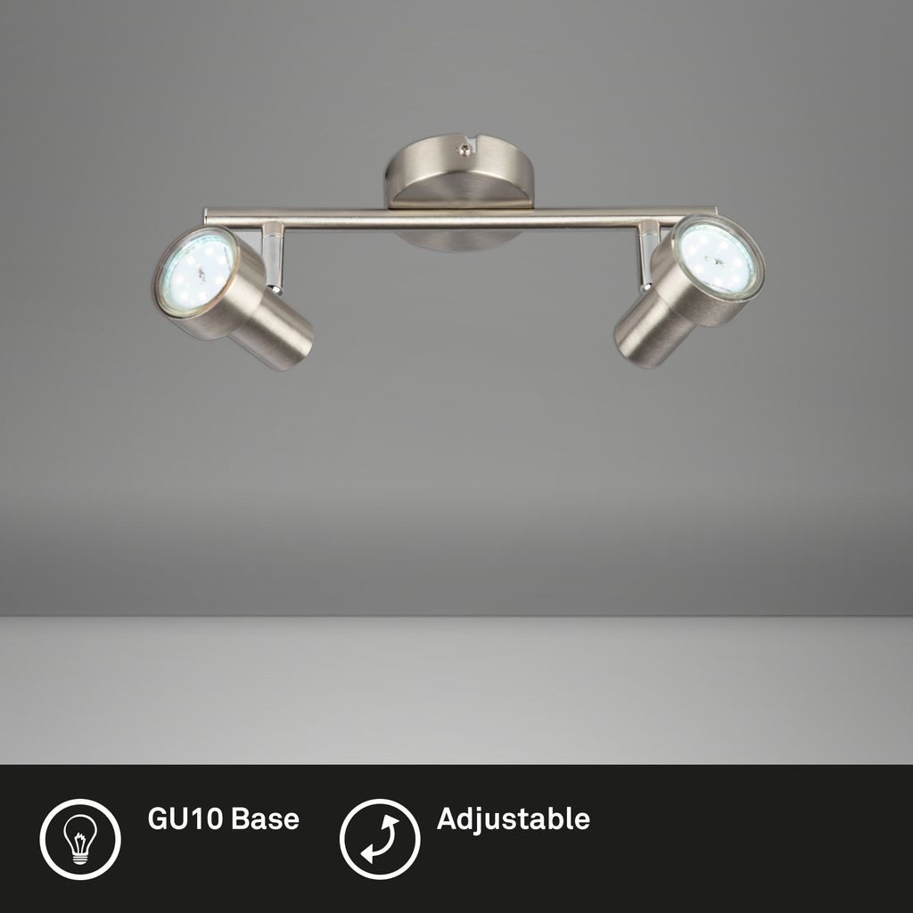 Briloner Leuchten LED Deckenleuchte 2843-022, LED wechselbar, 2700K - Extra-Warmweiß, matt-nickel, GU10, Deckenlampe