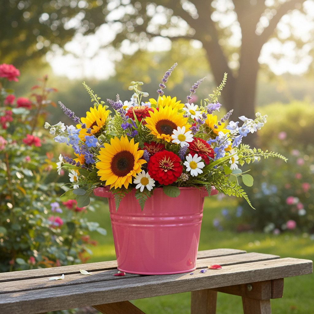 Viana Übertopf Deko Topf Rosa Metall Blumentopf Griffe 31x26x21,5cm Vintage