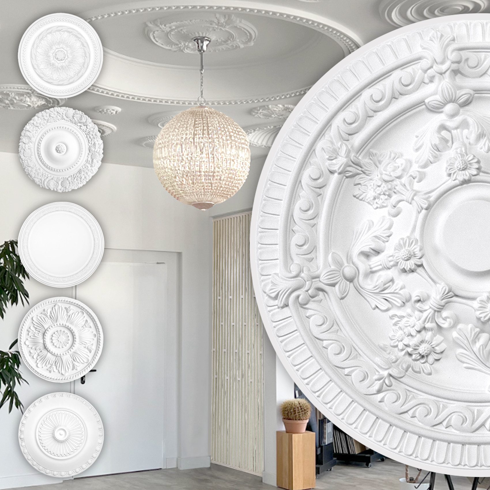 Hexim Perfect Wanddekoobjekt B3009 (Stuckrosette aus günstig online kaufen