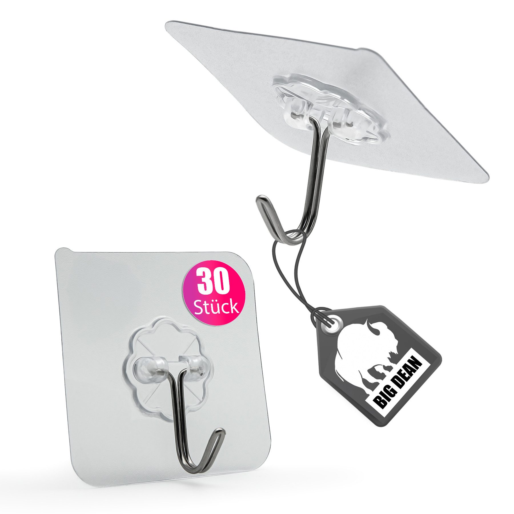 BigDean Klebehaken 30 Stück Wandhaken extra stark & selbstklebend 180 grad günstig online kaufen