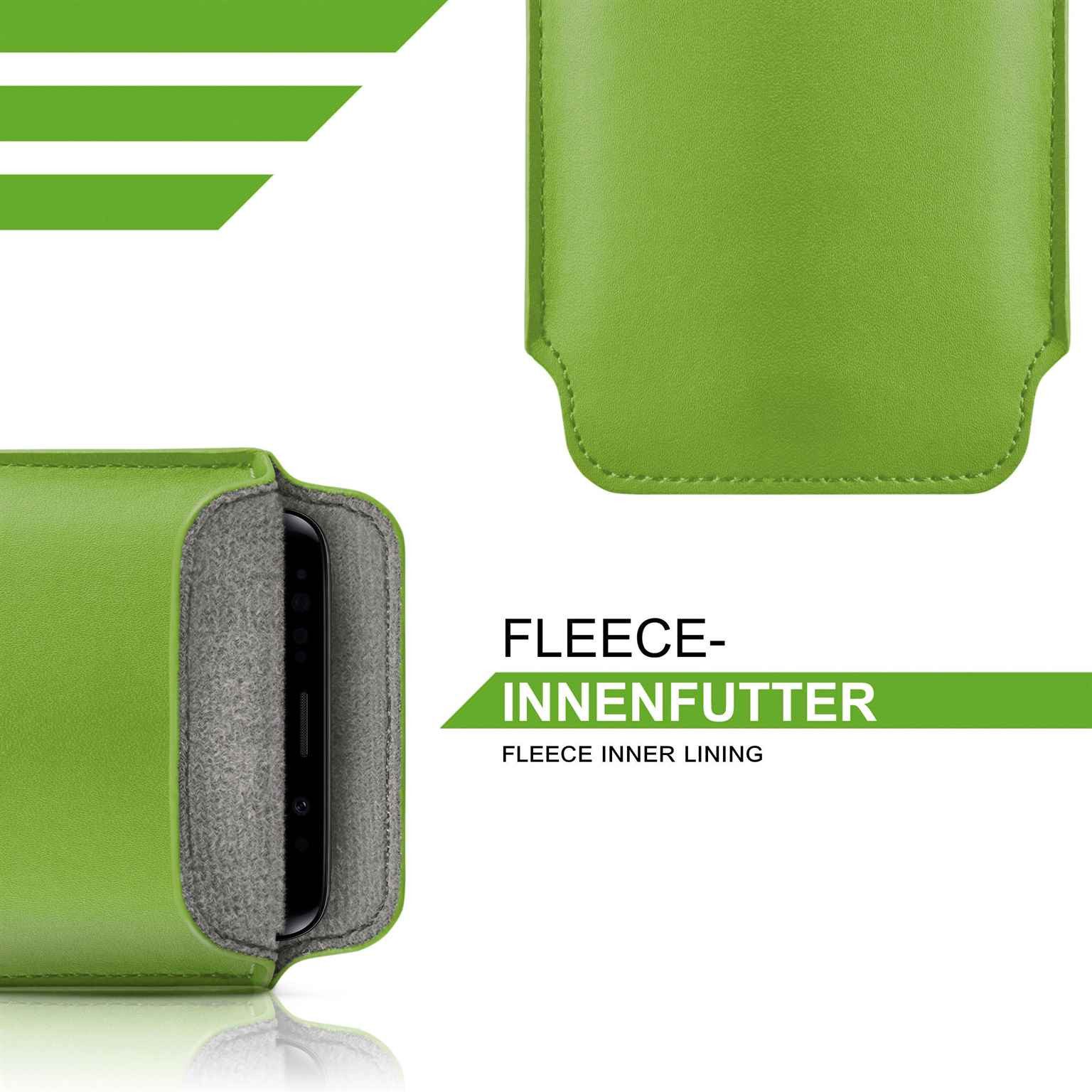 moex Handyhülle für Sony Xperia 10 VI Hülle Leder Optik Pull Case Grün 6,1 Zoll, Holster Handytasche Schutzhülle Sleeve Hülle Etui 360 Grad Schutz Dünn