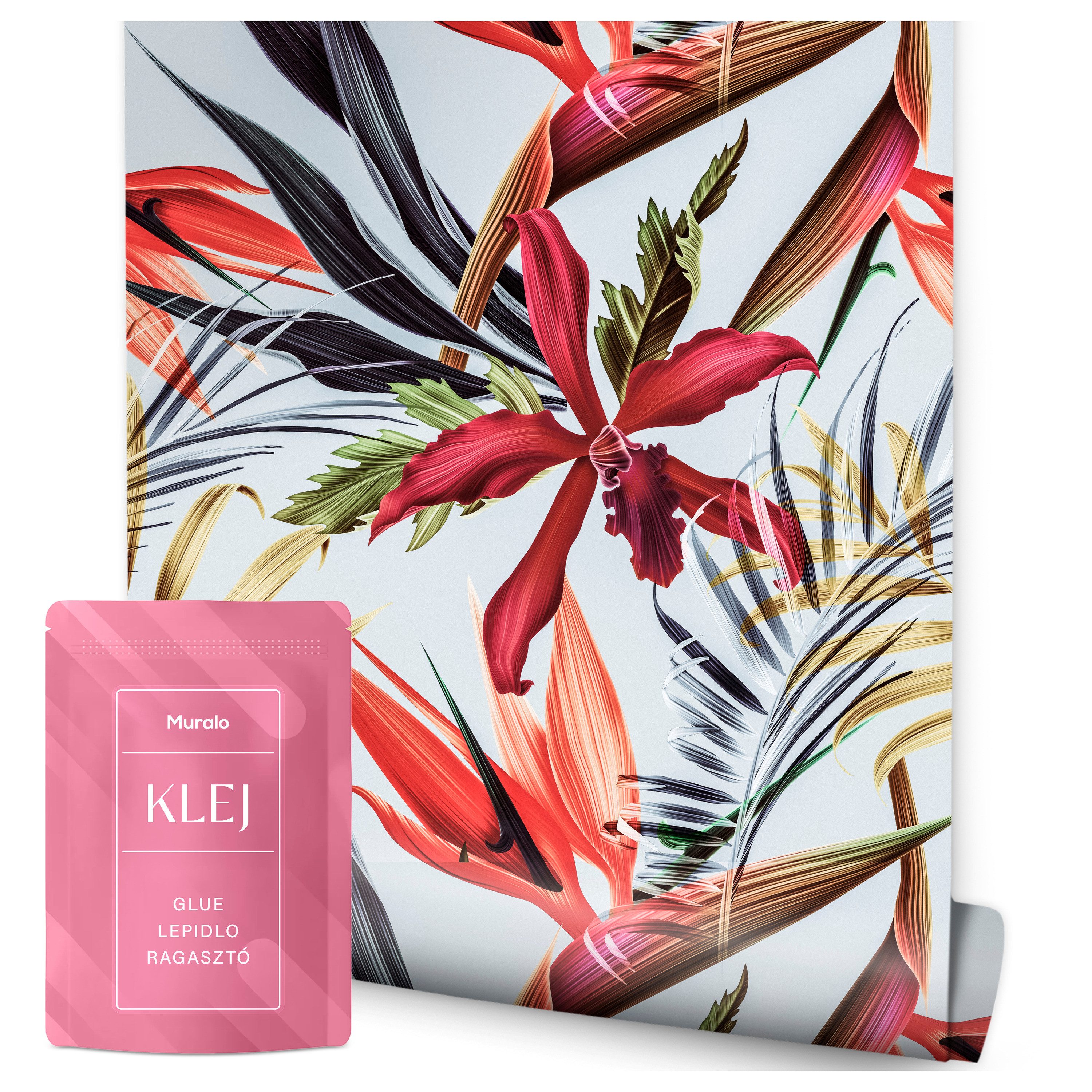 Muralo Vliestapete Wandtapete Blumen – Fototapete Vlies 0,50 x 10 m Wohnzimmer, floral, Rote Orchidee, Rolle 0,50 x 10 m, Vlies 130 g/m²