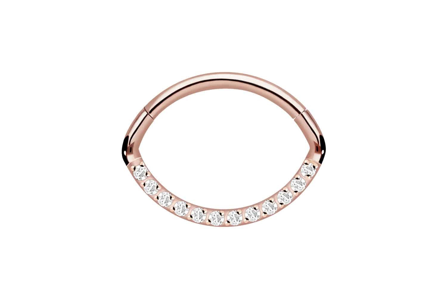 Nasenpiercing Titan Segmentring Clicker OVAL + EINGEFASSTE KRISTALLE Ohrpiercing