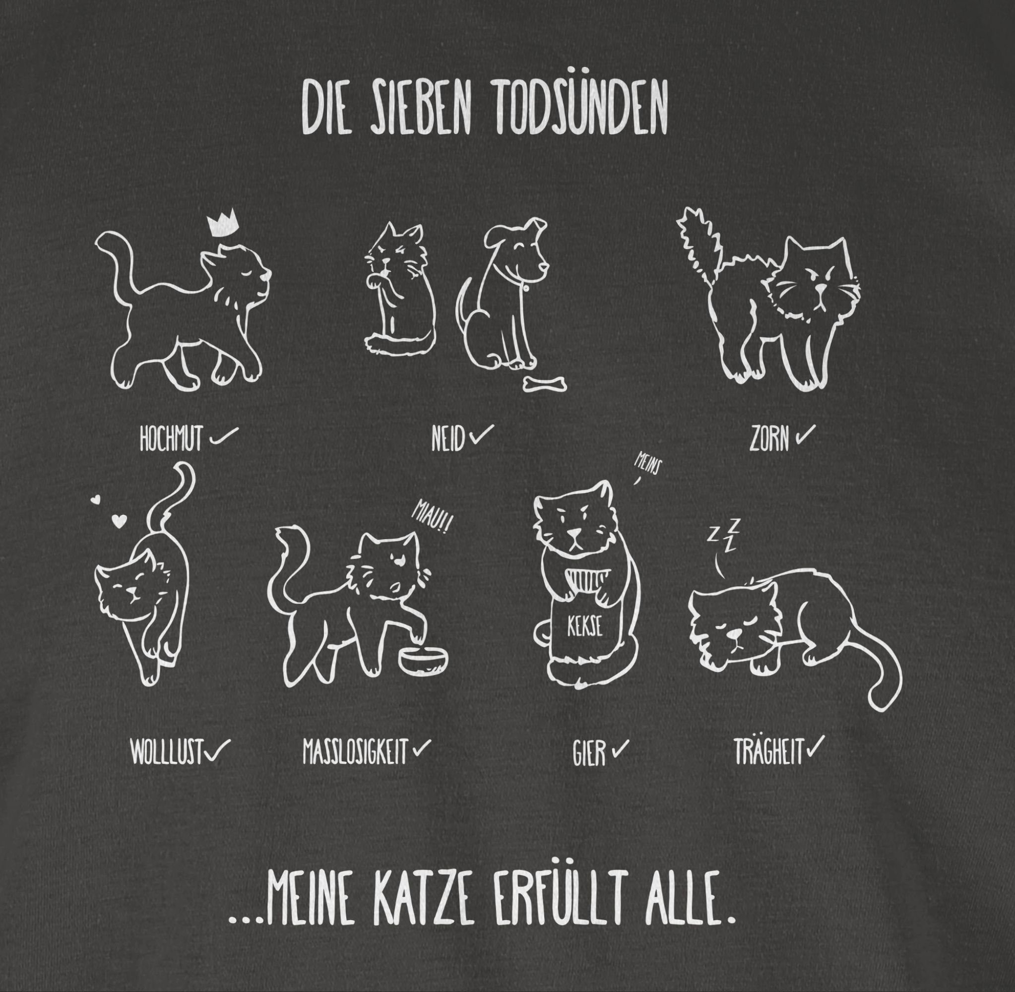 Katzenbesitzer 03 - Shirtracer witziges Geschenk T-Shirt Dunkelgrau Katzenmotiv Todsünden