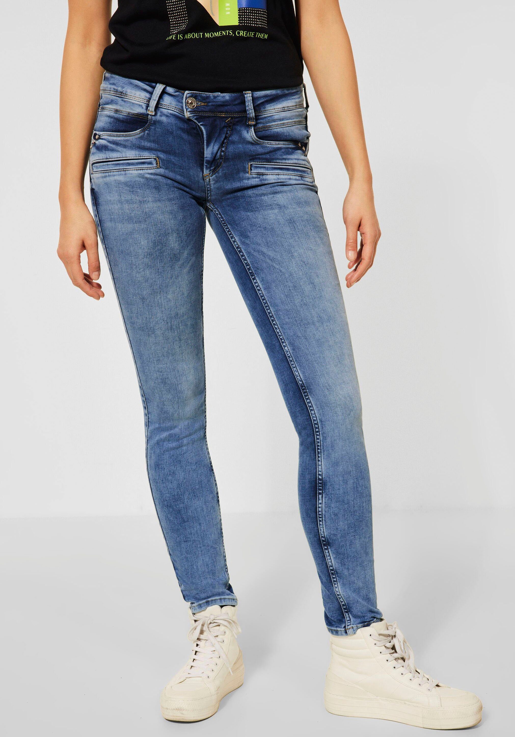 Damen Jeans STREET ONE Slim-fit-Jeans mit Leistentaschen am Bein