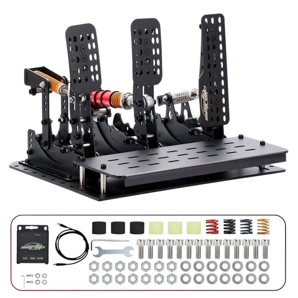 Sim Racing Pedale Cockpit Metall PC 200 kg Load-Cell DE. Gaming-Pedale
