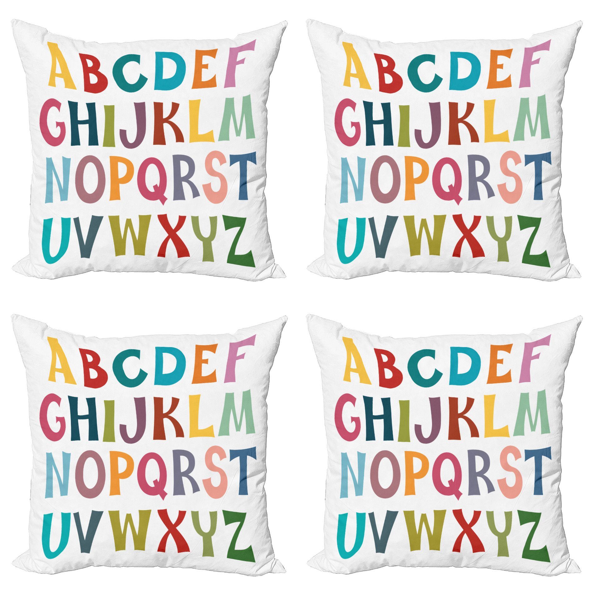 CaliTime 2er Set Wurfkissenbezüge – Fleece, Mit Englischen Buchstaben, 45x45 Cm, In Salbei Grün/Blau/Grau