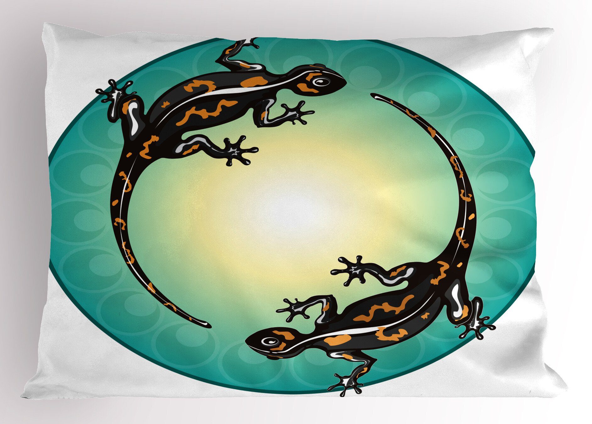 Dekorativer Reptilien Standard der Abakuhaus Kreis-Kunst Kissenbezug, Size King Kissenbezüge in Gedruckter Stück), Salamander (1