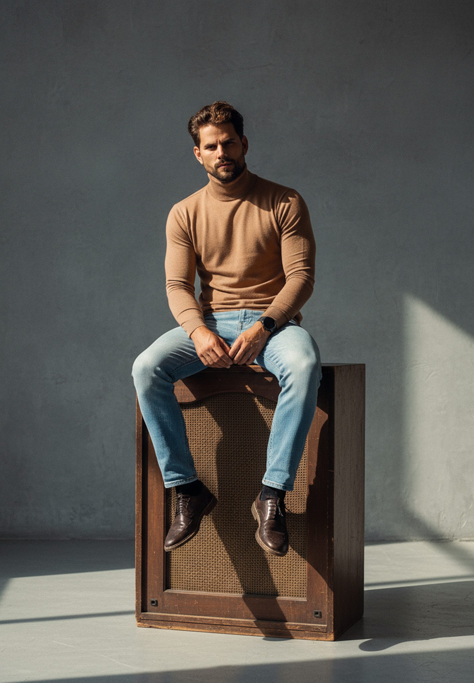 DAILY COTTON Rollkragenpullover als Feinstrick Pulli in Slim Fit für Herren Männer Winterpullover - Casual & Business Look Rolli