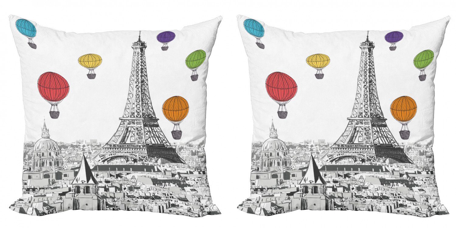 Kissenbezüge Modern Accent Doppelseitiger Digitaldruck, Abakuhaus (2 Stück), Paris Eiffelturm und Ballone