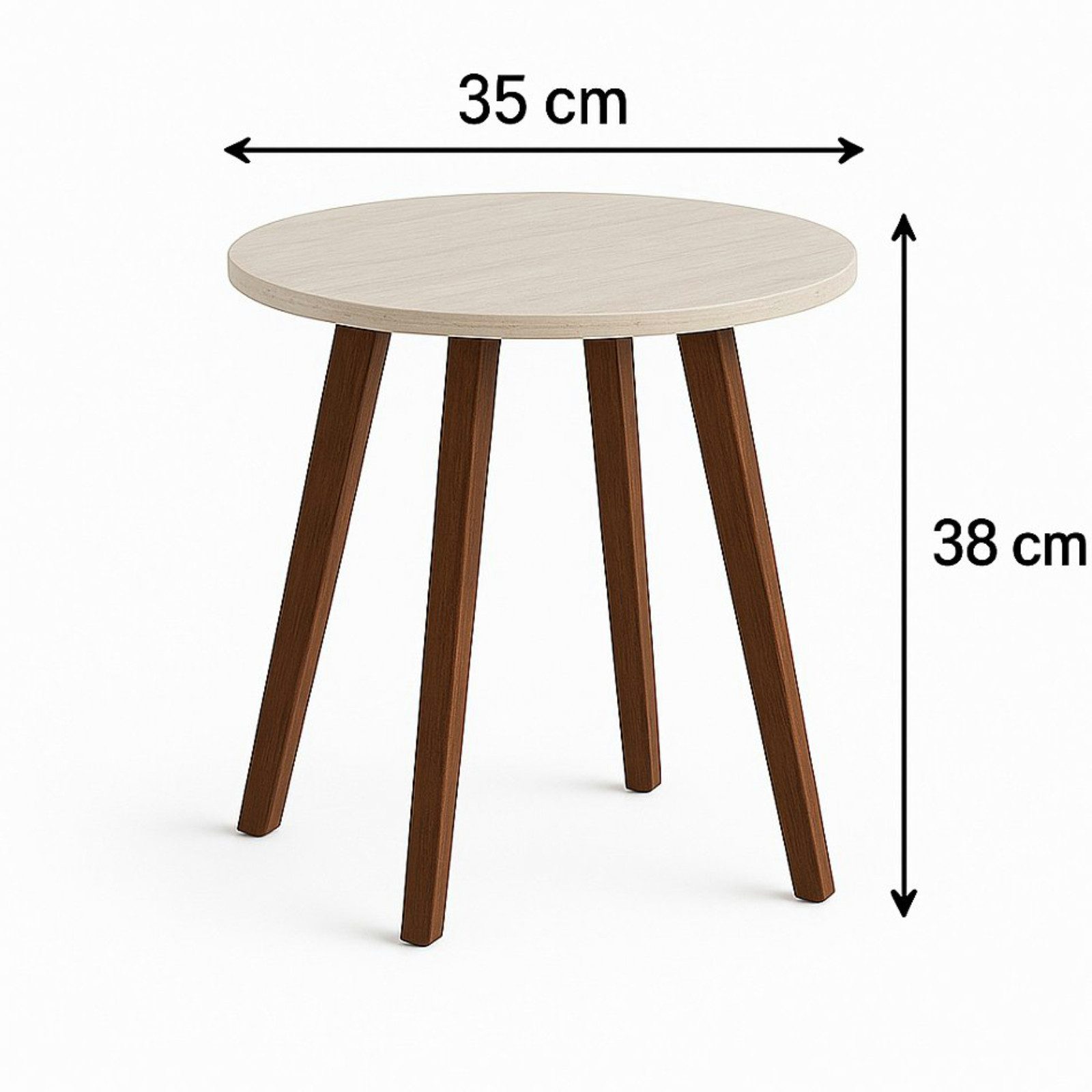 Koopman Beistelltisch Sofatisch Couchtisch Kaffeetisch 38x35cm Vierbeiner (Stück, 1-St., Packung), Oberfläche funiert, 4 Standbeine, Steinoptik, Standsicher, Holz