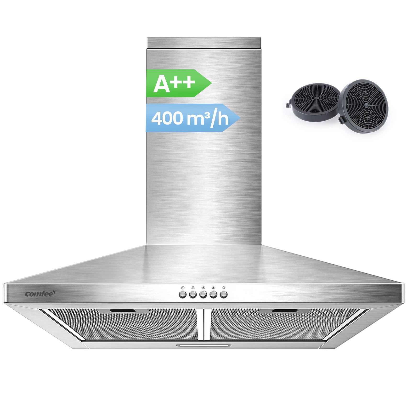 comfee Kaminhaube CH60A17EM400SS Kratzfest, LED-Beleuchtung, Rostfrei, Schmutzabweisend
