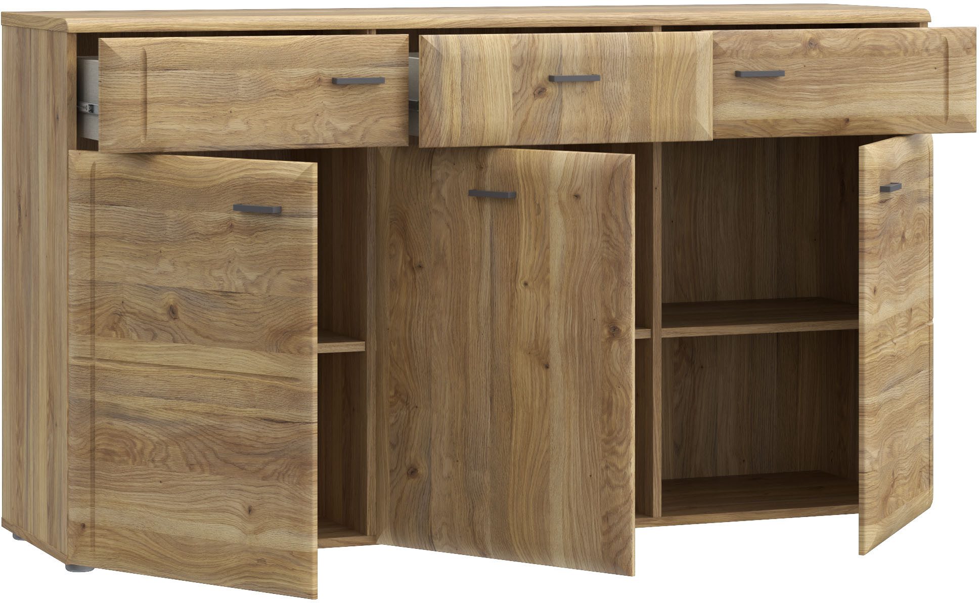FORTE Sideboard Akinori, Sideboard, Holzoptik, MDF Front, Metallgriffe, Soft Close, Vollauszug
